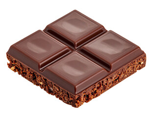 Square chocolate dessert with four segmented dark chocolate squares