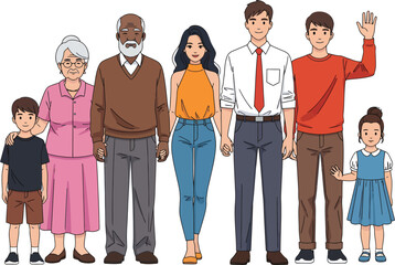 Fototapeta premium Diverse group of people standing together in a line family friends community