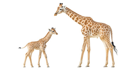 Obraz premium Giraffe and calf standing together peacefully 