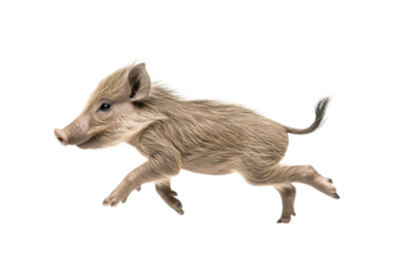 Piglet boar sprinting quickly toward right
