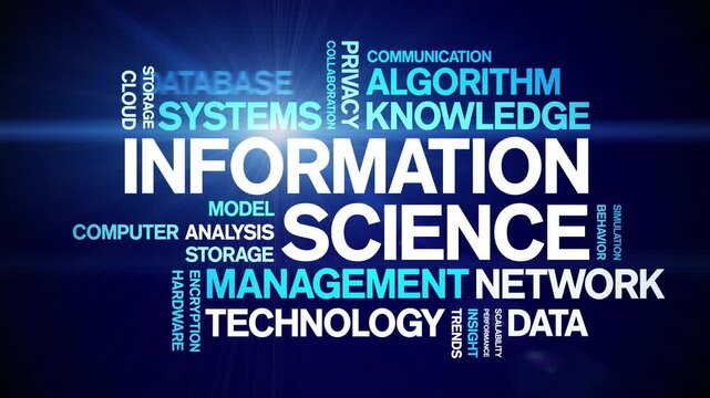 information science animated word cloud-text design animation tag kinetic typography seamless loop.
