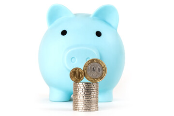 Coins of 1 and 100 Kazakhstani tenge