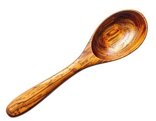 Overhead close-up of a wooden spoon against a black background