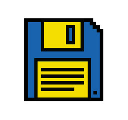 Retro Pixel Art Floppy Disk Save Icon Illustration