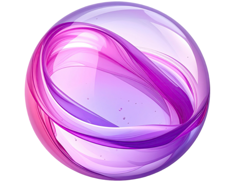 A transparent sphere with swirling, colorful ribbon elements inside - Powered by Adobe