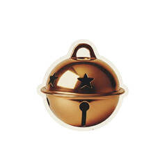 A golden bell with stars on a white background