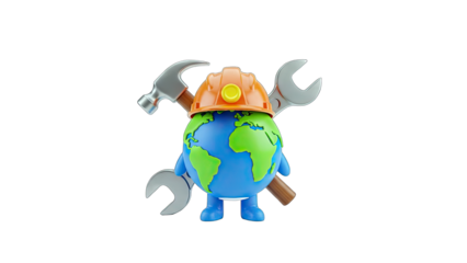 World Globe Repairing with Tools - Concept Illustration