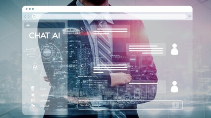 AI Virtual Assistant Artificial Intelligence Chatbot Controlled by Prompt Engineering for Explainable Generative AI information and LLM Deep Learning Technology for Smart Business Work Support. Muxer