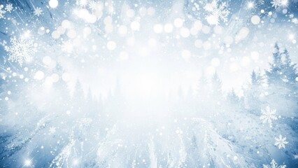 Naklejka premium Enchanting winter backdrop showcasing a serene snow-covered landscape with shimmering lights