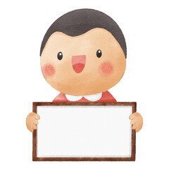 Illustration of a Smiling Young Boy Standing Present, Showing