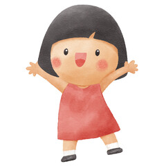 Illustration of a Smiling Young Girl Standing Present, Showing, Invite