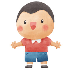 Illustration of a Smiling Young Boy Standing Present, Showing, Invite