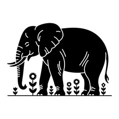 Elephant Among Flowers
