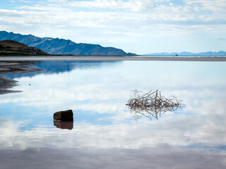 Great Salt Lake, reflection, cloud, pink color