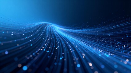 Blue wave of glowing lines and dots