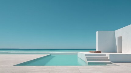 Coastal summer holiday background, white backdrop, light blue accents