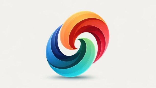 Dynamic abstract logo design featuring intertwined colorful swirls representing synergy and