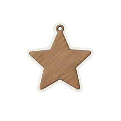 A wooden star ornament is centered on a plain white background from a front viewpoint.