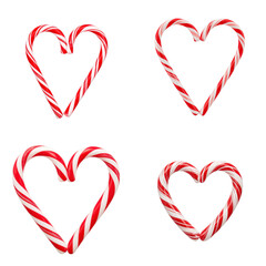 Festive christmas set of heart-shaped candy canes holiday kitchen decor vibrant colors close-up view sweet celebration concept