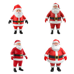Festive christmas set featuring santa claus figures holiday display colorful environment playful whimsical concept