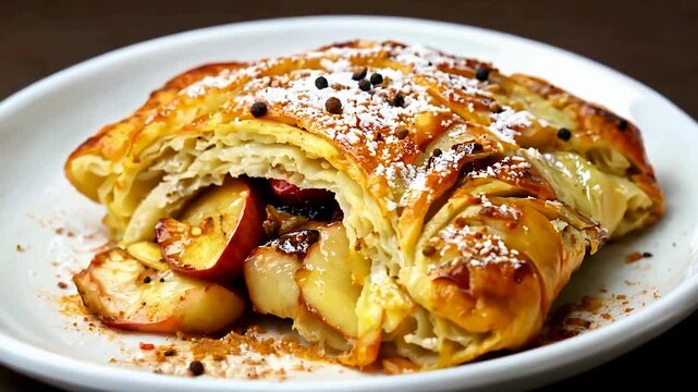Golden Apple Strudel Pastry Wrapped in Crisp Layers.