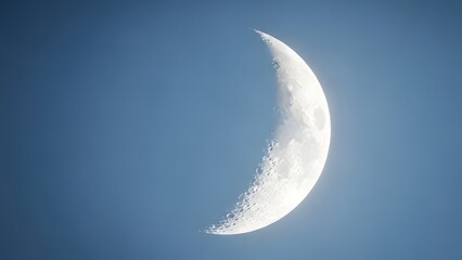 Crescent Moon in Clear Blue Sky