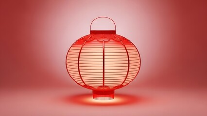 Red Asian Lantern on a Gradient Background