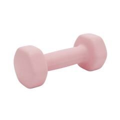Pink 3D rendered dumbbell for fitness on transparent background