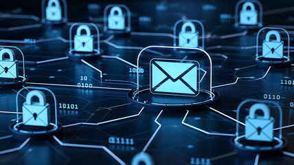 A futuristic digital design illustrating a global social network connection concept through a circuit pattern of data lines and tech symbols across a web of internet communication