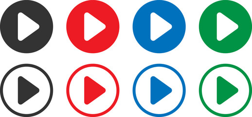 Creative Multimedia Icon Bundle – Professional Video Camera and Play Button Set in Bold Colors, Outlines, and Minimalist Designs