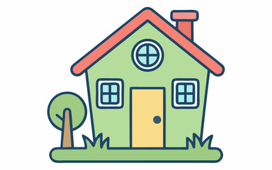 Simple cartoon house vector illustration