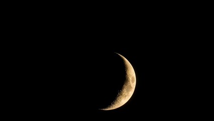 Crescent Moon in Dark Night Sky