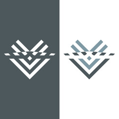 Abstract Modern Geometric Chevron Heart Logo Design