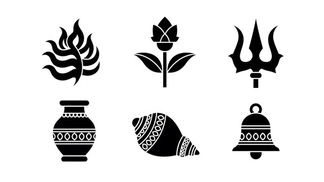 Hindu symbols and icons illustration