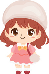 kindergarten girl chibi kawaii cartoon character