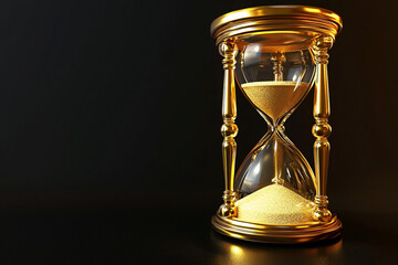 Elegant Gold Hourglass with Sand on a Dark Background