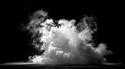 A cloud-like, volumetric formation against black, suggesting a smoky or gaseous substance. White highlights capture light