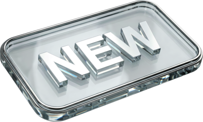 Transparent Glass and Holographic 3D Text Plates Isolated