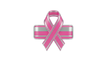 Pink Ribbon Symbol for Breast Cancer Awareness on White Background