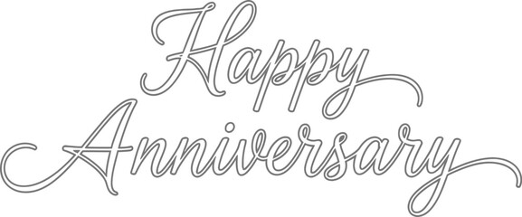 Happy anniversary script lettering outline celebration event greeting card design template vector