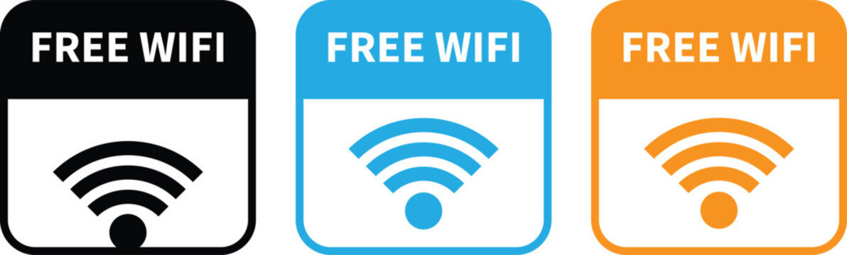 Free wifi zone icon set. Wireless connection icon