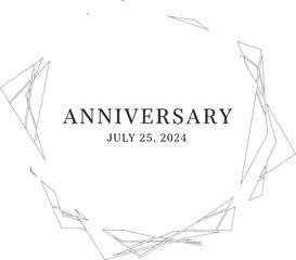 Anniversary invitation design template modern geometric frame elegant celebration date july twenty five
