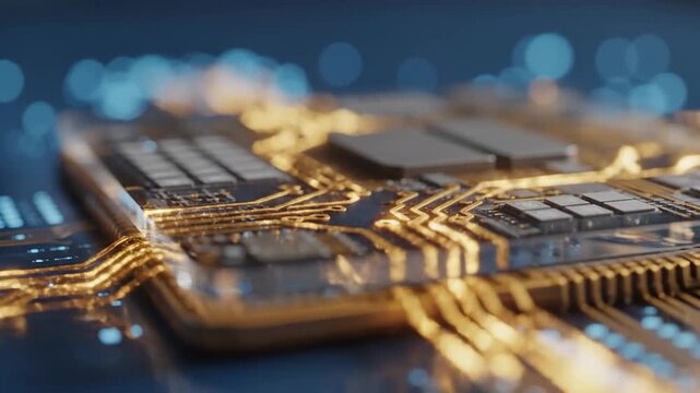 Macro Side View of Glass Microchip with Gold Sensor Circuits