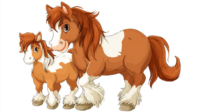 Modern kids farm horse cartoon, colorful vector clipart isolated on white background
