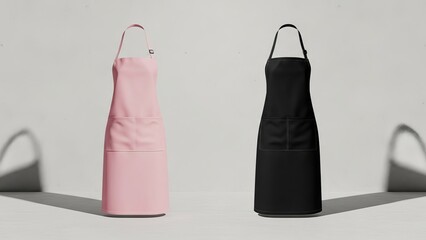 Two aprons displayed against a plain background