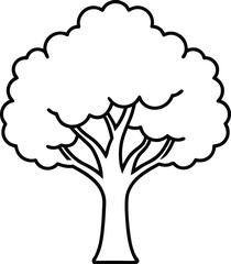Minimalist oak tree line art vector graphic nature