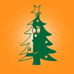 Christmas tree vector illustration with festive holiday decorations for winter celebration and greeting card design