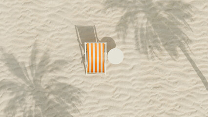 Beach chair with small table in the middle of the beach sand © helmi