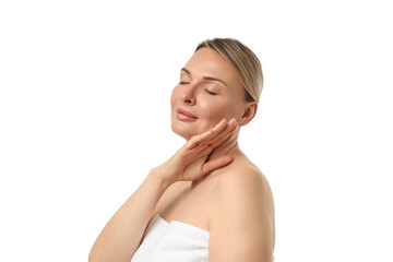 Obraz premium Woman embraces tranquility and self-care, isolated on white, PNG