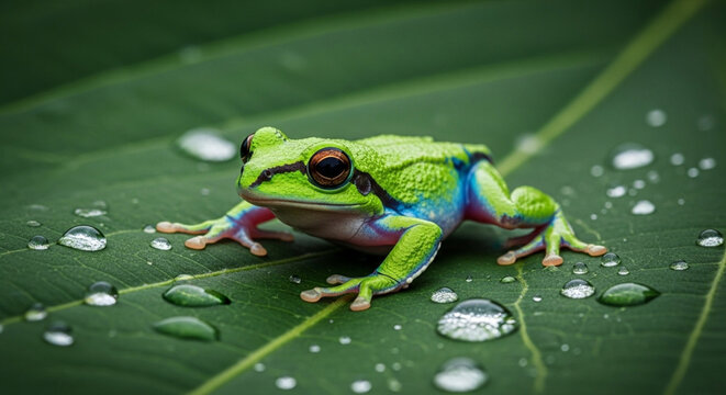 green frog on a leaf